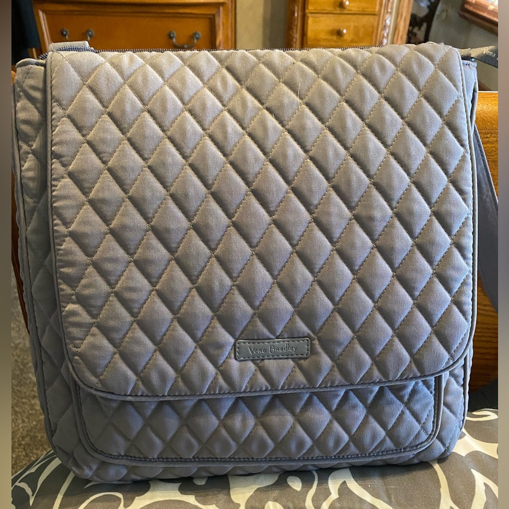 Vera Bradley Quilted Silver Essential Mailbag Crossbody Bag